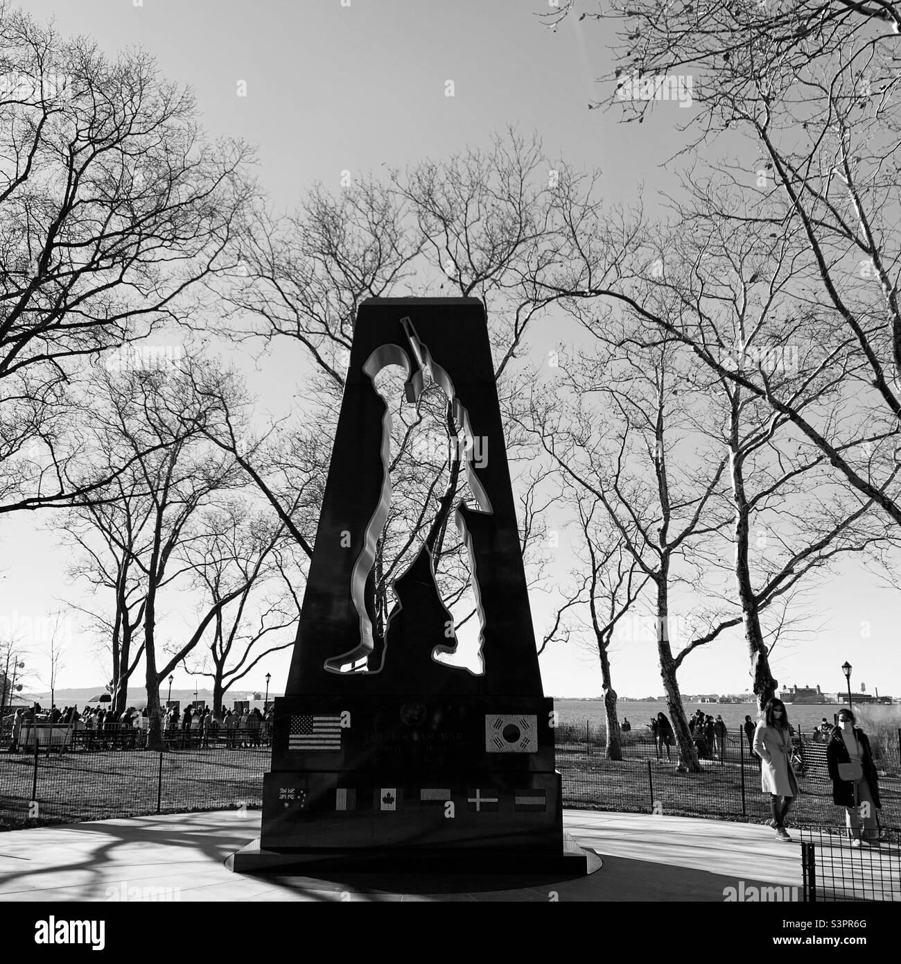 December, 2021, New York Korean War Veterans Memorial, The Battery, Lower Manhattan, New York, New York, United States Stock Photo