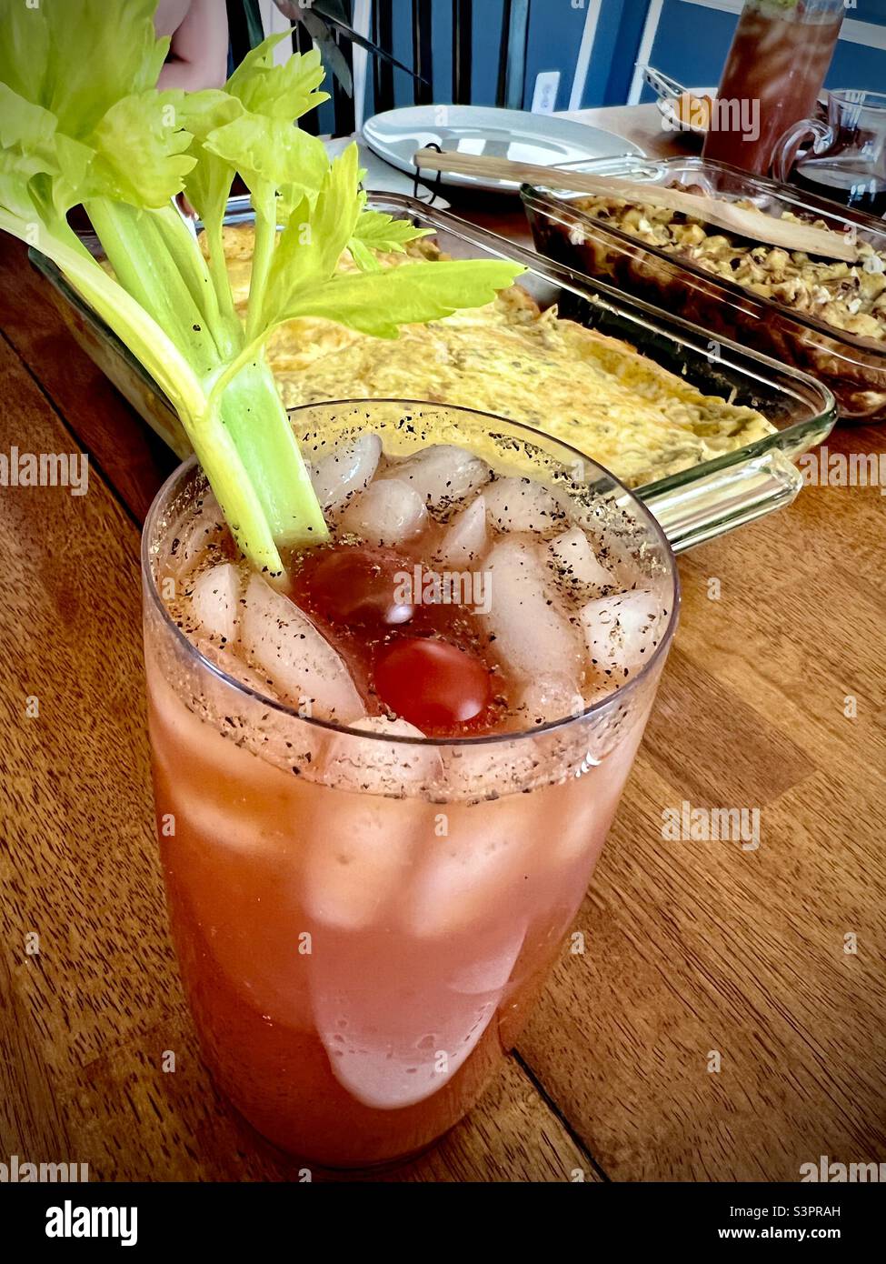 Bloody Mary on brunch table Stock Photo