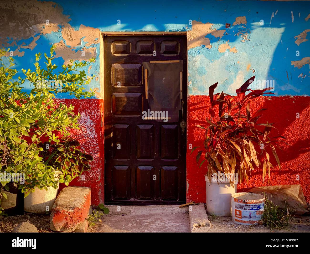 Colourful house, Progreso, Yucatan , Mexico - Smartphone Captured Stock Image