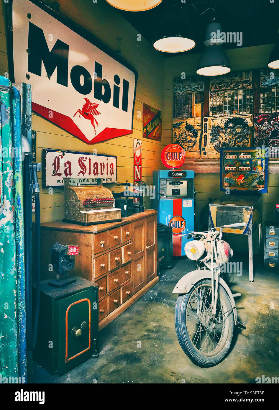 A vintage store at the Jules Valles Fleamarket in central Paris, France - Smartphone Captured Stock Image