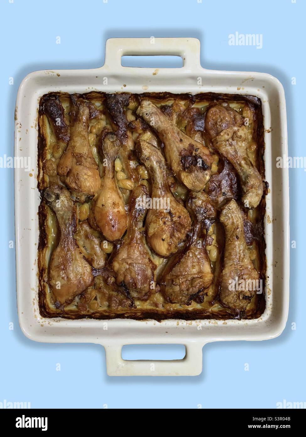 Cassoulet French cooking.  Slow cooker chicken duck beans. Stock Photo