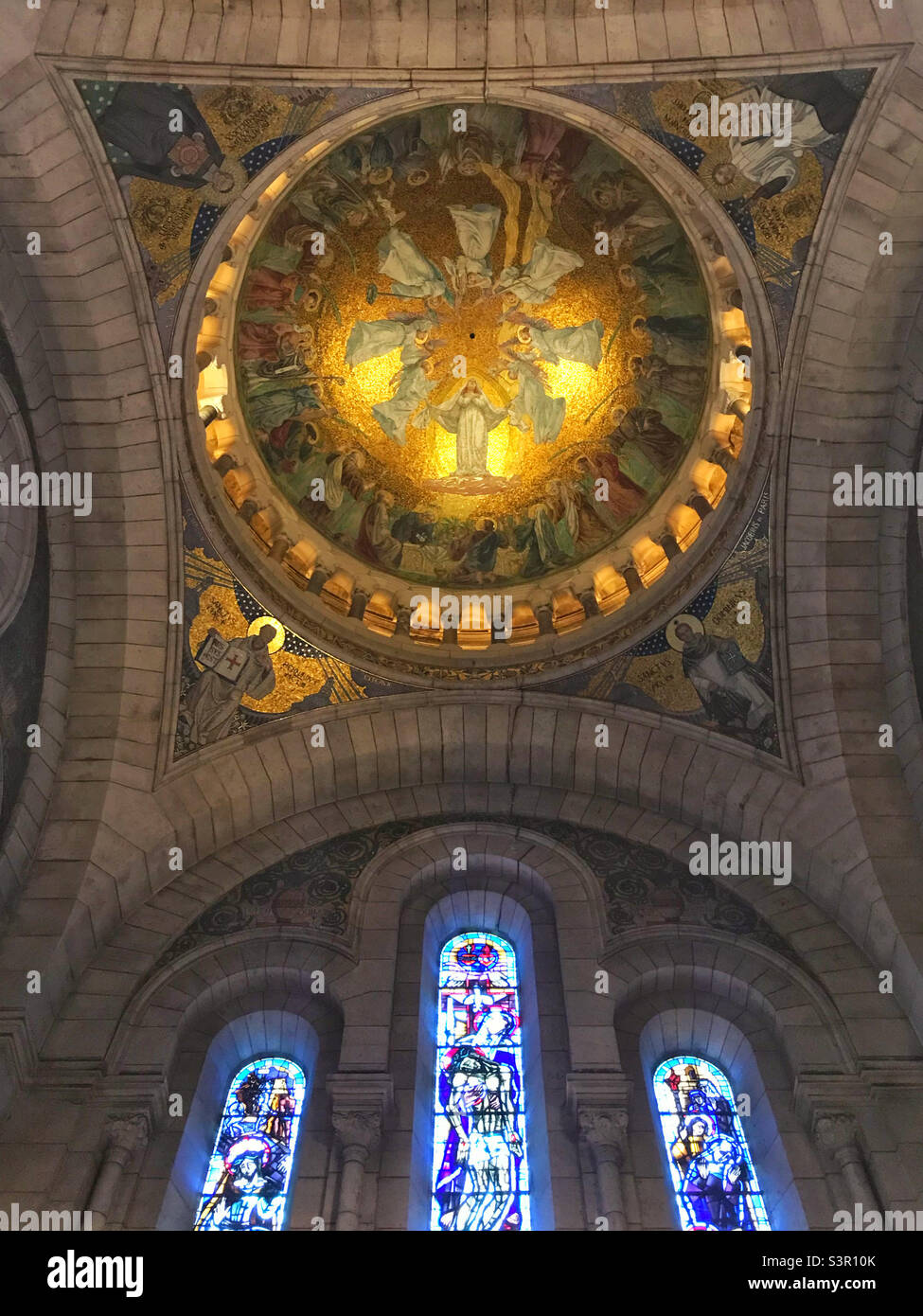 Interior of the Sacré-Cœur Basilica in Montmartre, Paris - Smartphone Captured Stock Image