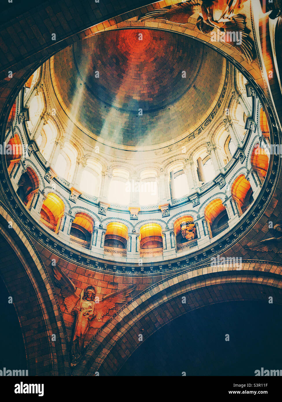The beautiful interior of the Sacré-Cœur Basilica, Montmartre, Paris - Smartphone Captured Stock Image