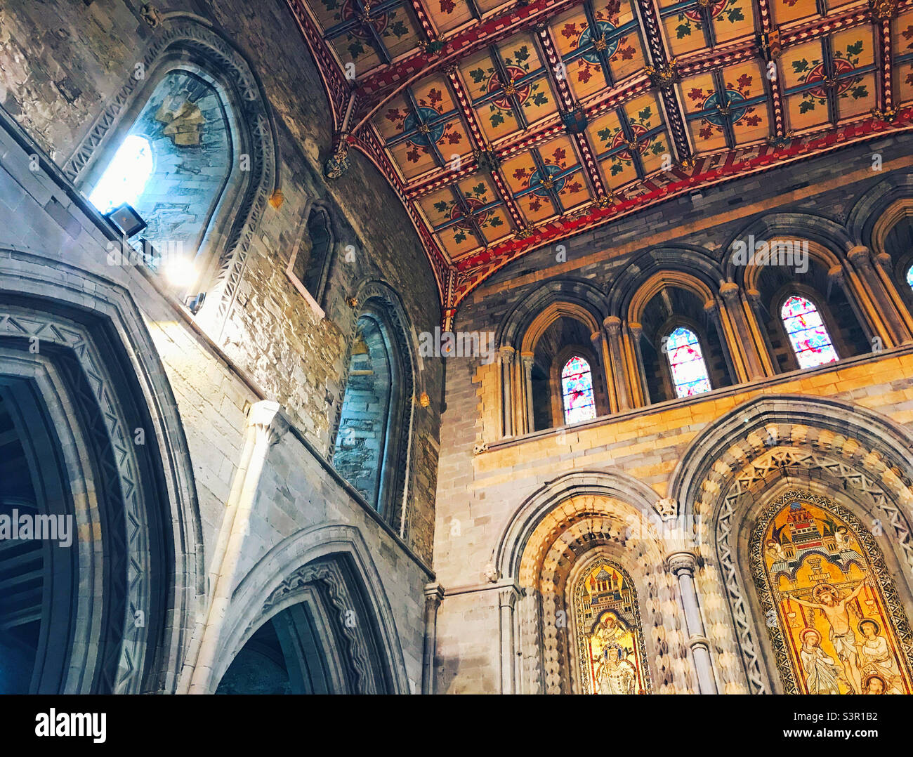 The beautiful interior of St. David’s Cathedral, Pembrokeshire, Wales - Smartphone Captured Stock Image