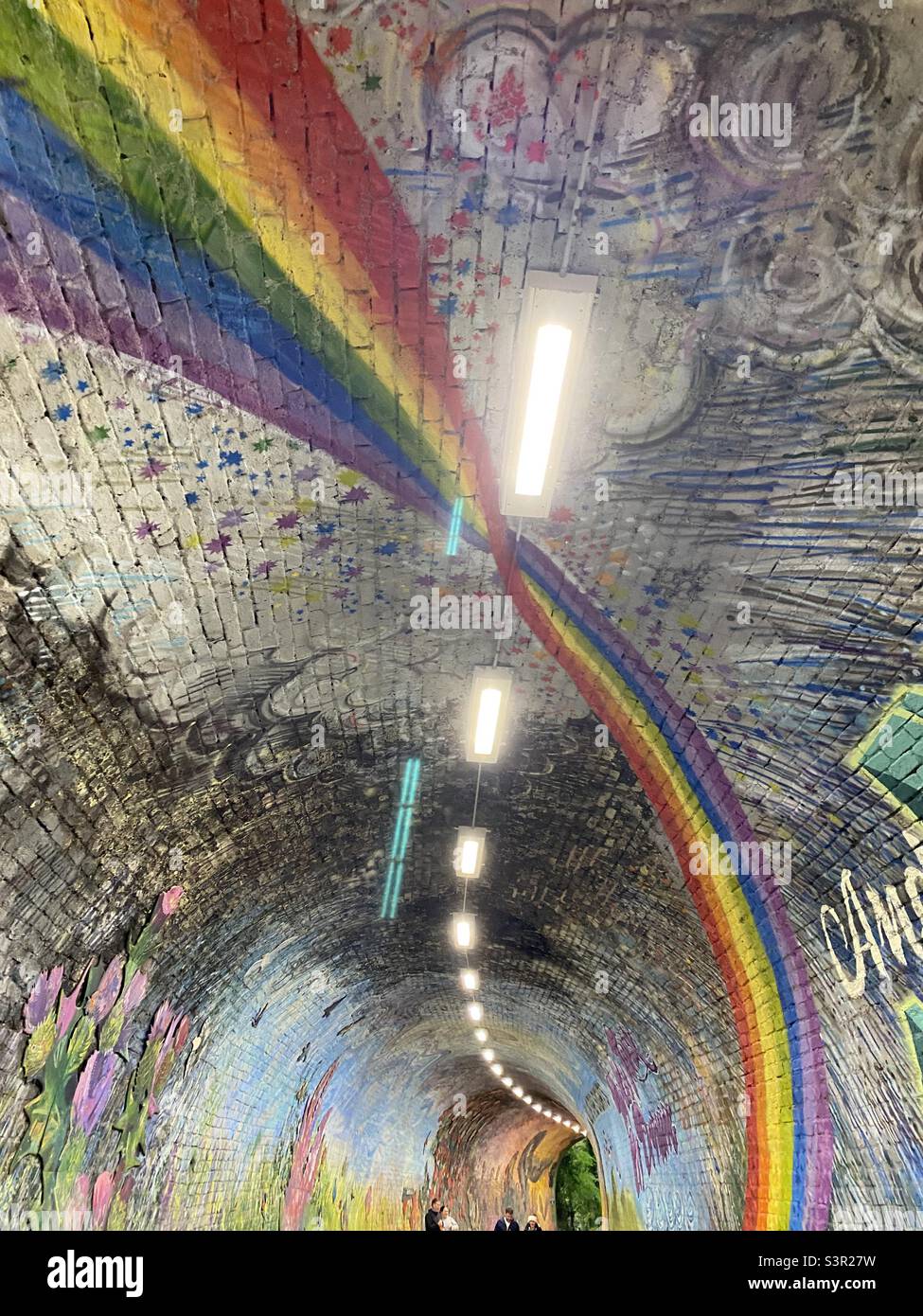 Colinton tunnel Edinburgh wall mural with rainbow Stock Photo Alamy