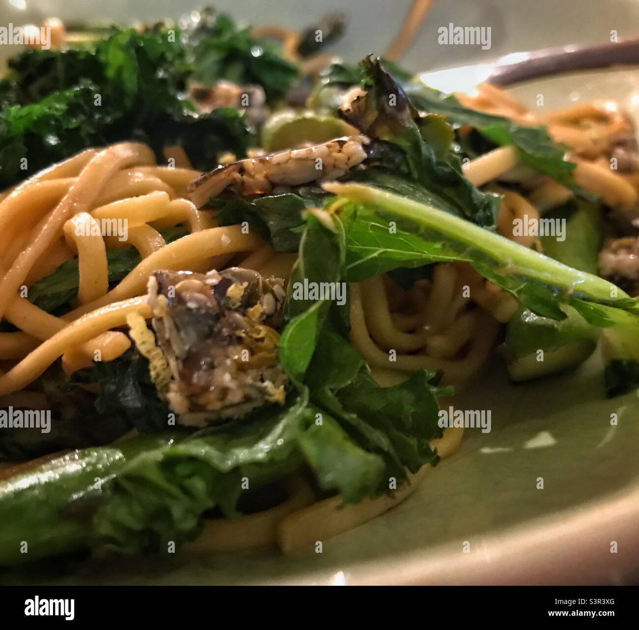 Asparagus with sesame and pumpkin seed brittle - Smartphone Captured Stock Image