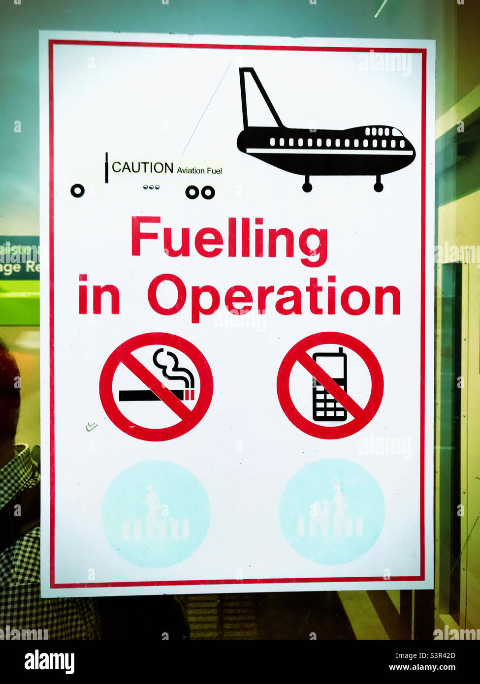 Airport warning safety sign ‘Fuelling in Operation’ Stock Photo Alamy