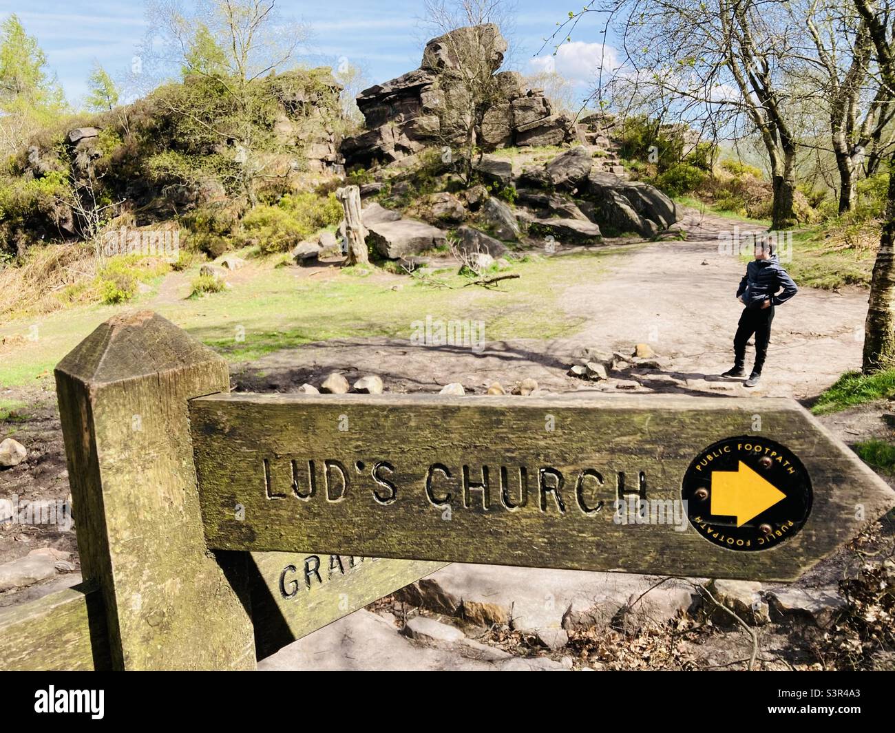 Wooden sign for Luds church - Smartphone Captured Stock Image
