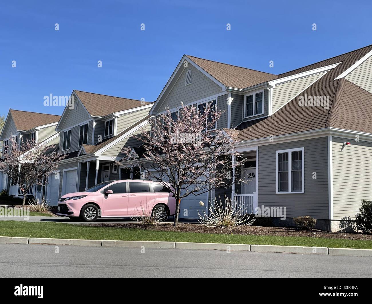 Pink car wasting outside. Spotted in Norwood, Massachusetts Stock Photo
