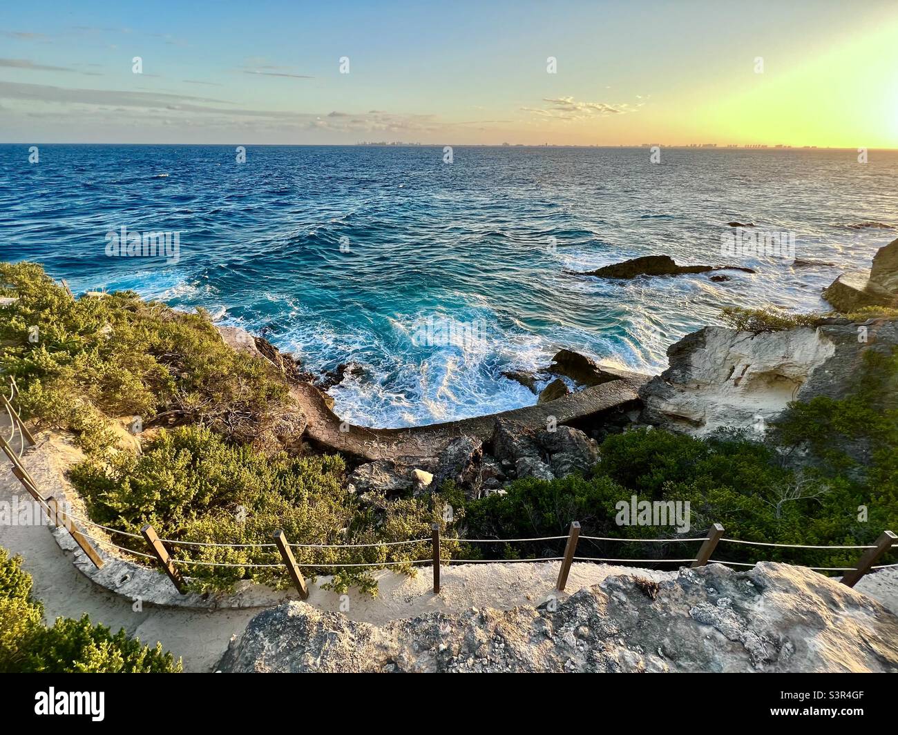 Shores of Punta Sur.  Isla Mujeres features beautiful cliffs and majestic sea. Stock Photo