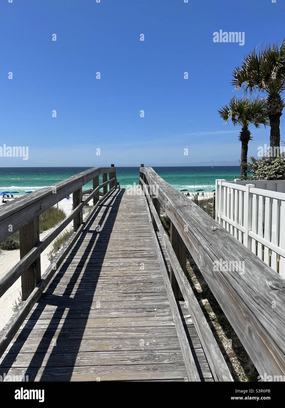 Wooden walkway to Destin, Florida beach public access Stock Photo
