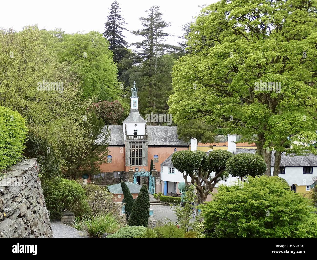 The beautiful Italian style architecture in Portmeirion in north Wales Stock Photo