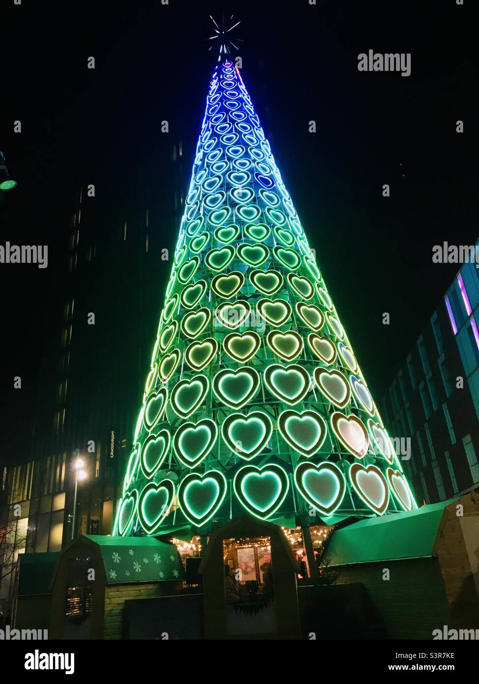 Large Christmas tree made of hearts in Liverpool Stock Photo Alamy