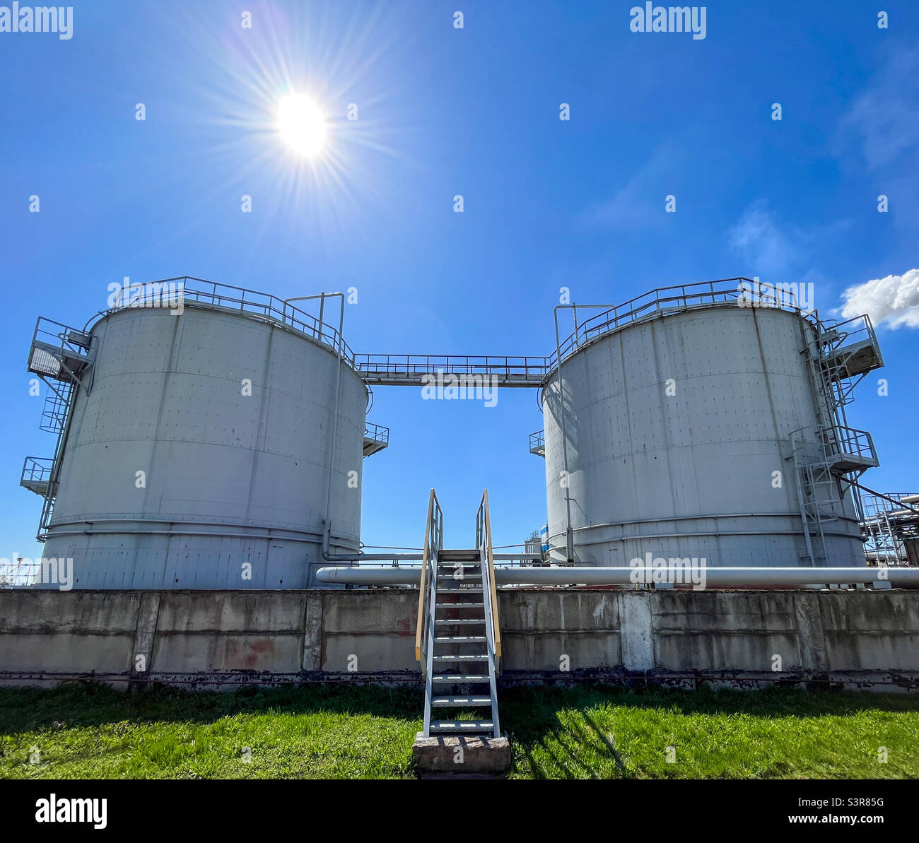 Storage of liquid ammonia. Gasoline storage. Oil storage - Smartphone Captured Stock Image