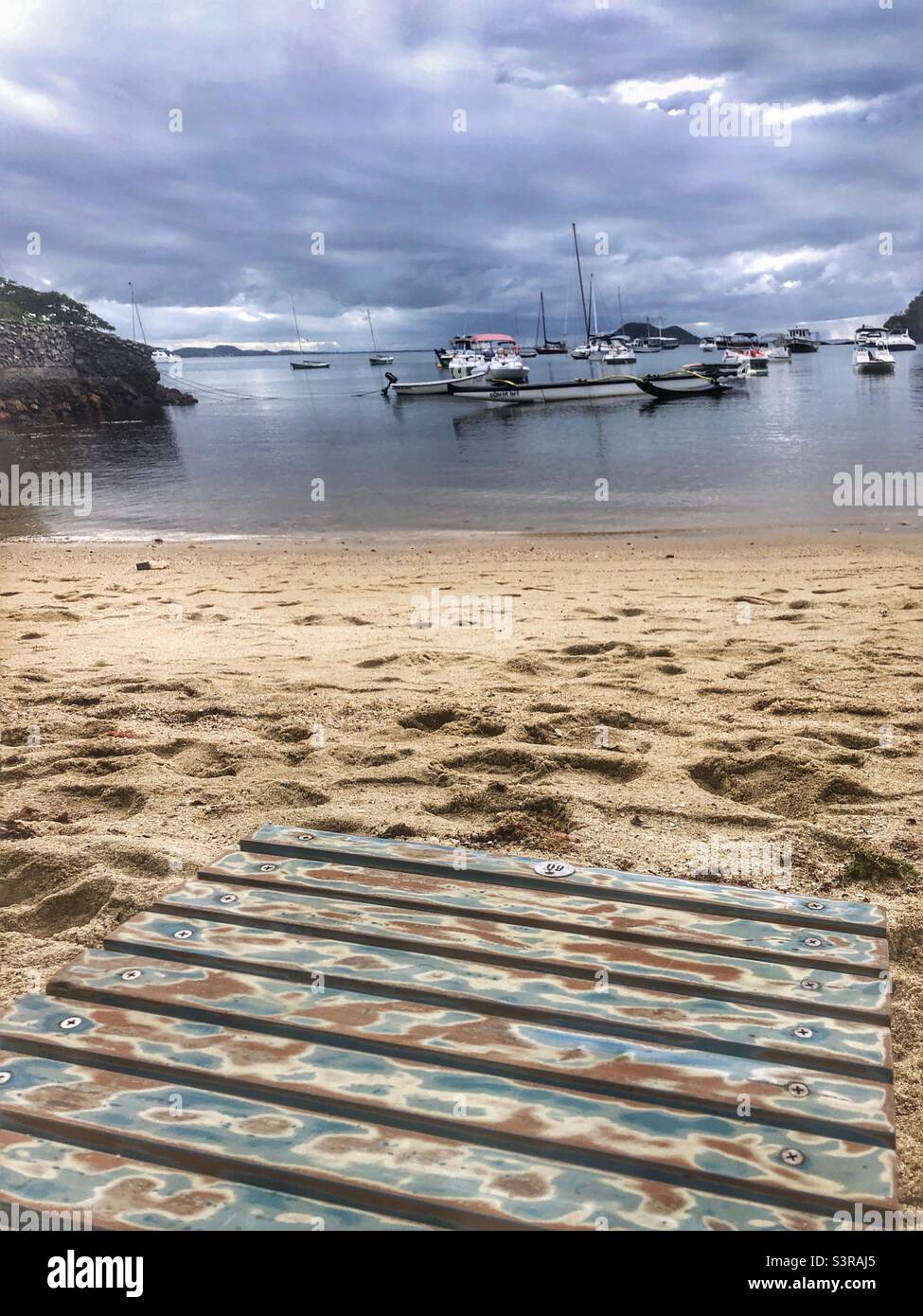 Tranquil beach scene in Buzios, Brazil. Stock Photo
