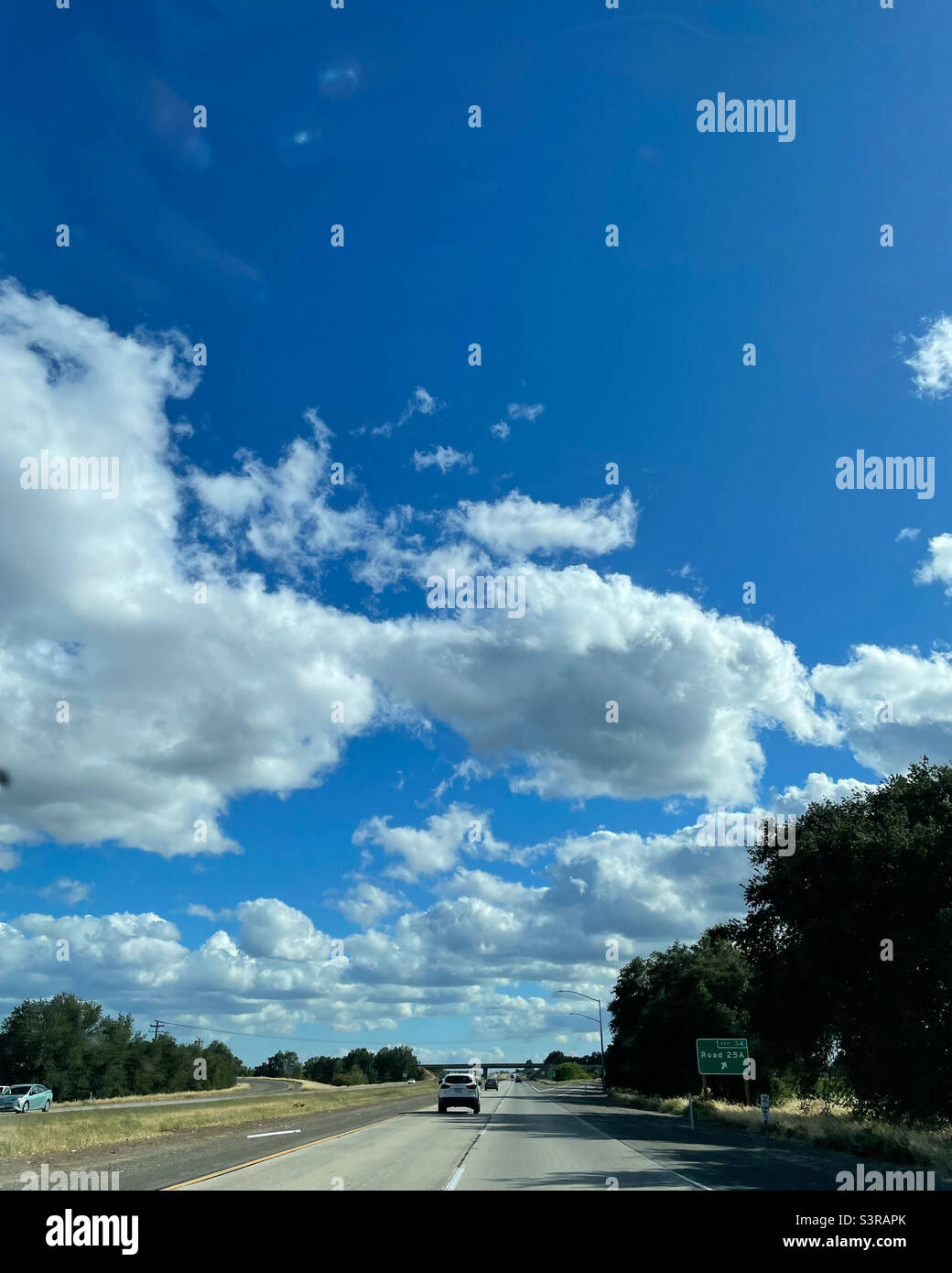 Sunny sky over Woodland, CA - Smartphone Captured Stock Image