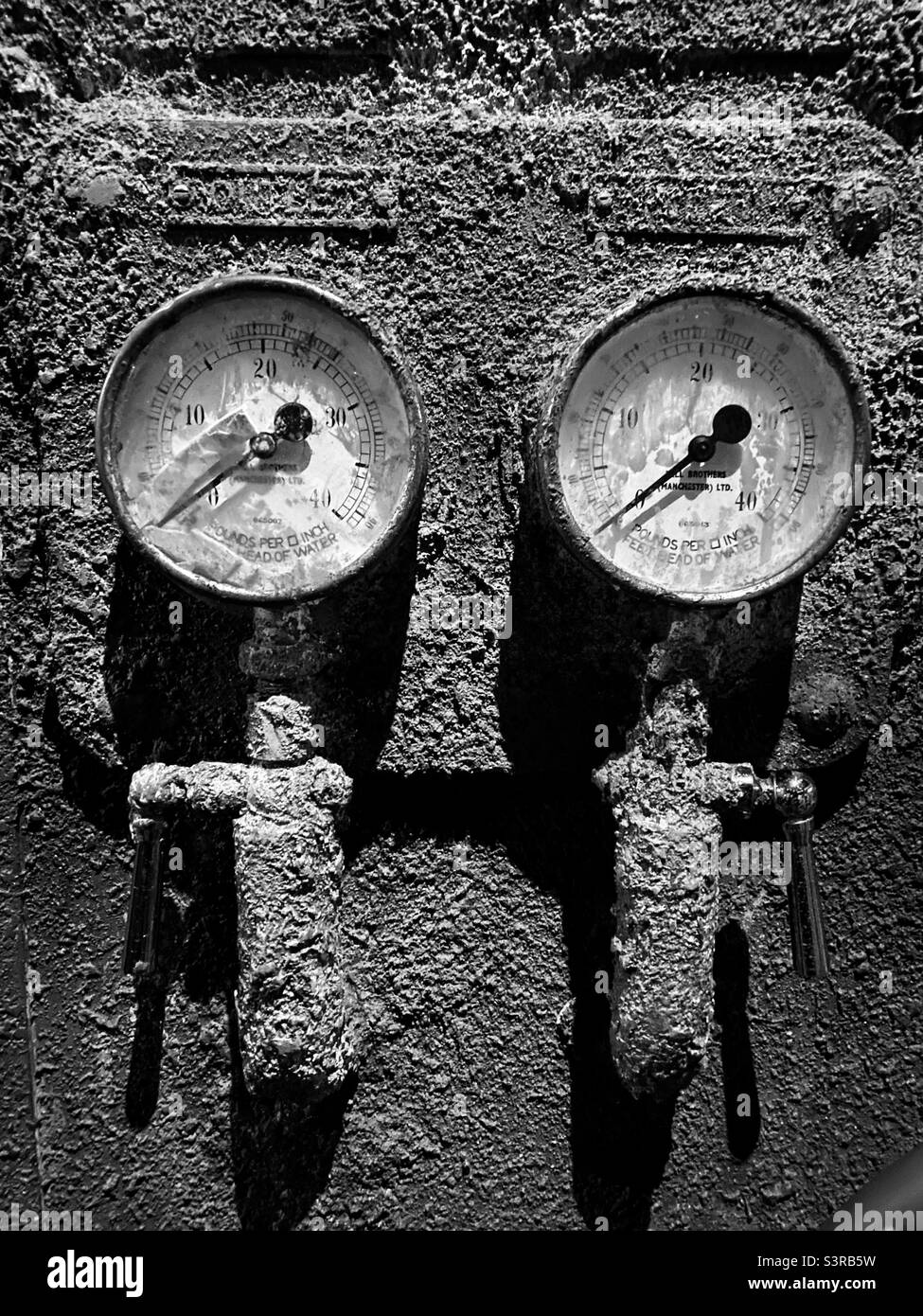 Vintage old Barometers in black and white - Smartphone Captured Stock Image
