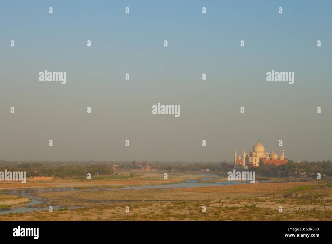 Taj Mahal on River Yamuna - Smartphone Captured Stock Image Taj Mahal on River Yamuna - Smartphone Captured Stock Image