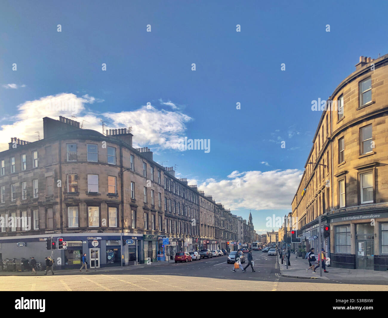 South Clerk Street, Newington, Edinburgh in late afternoon light Stock