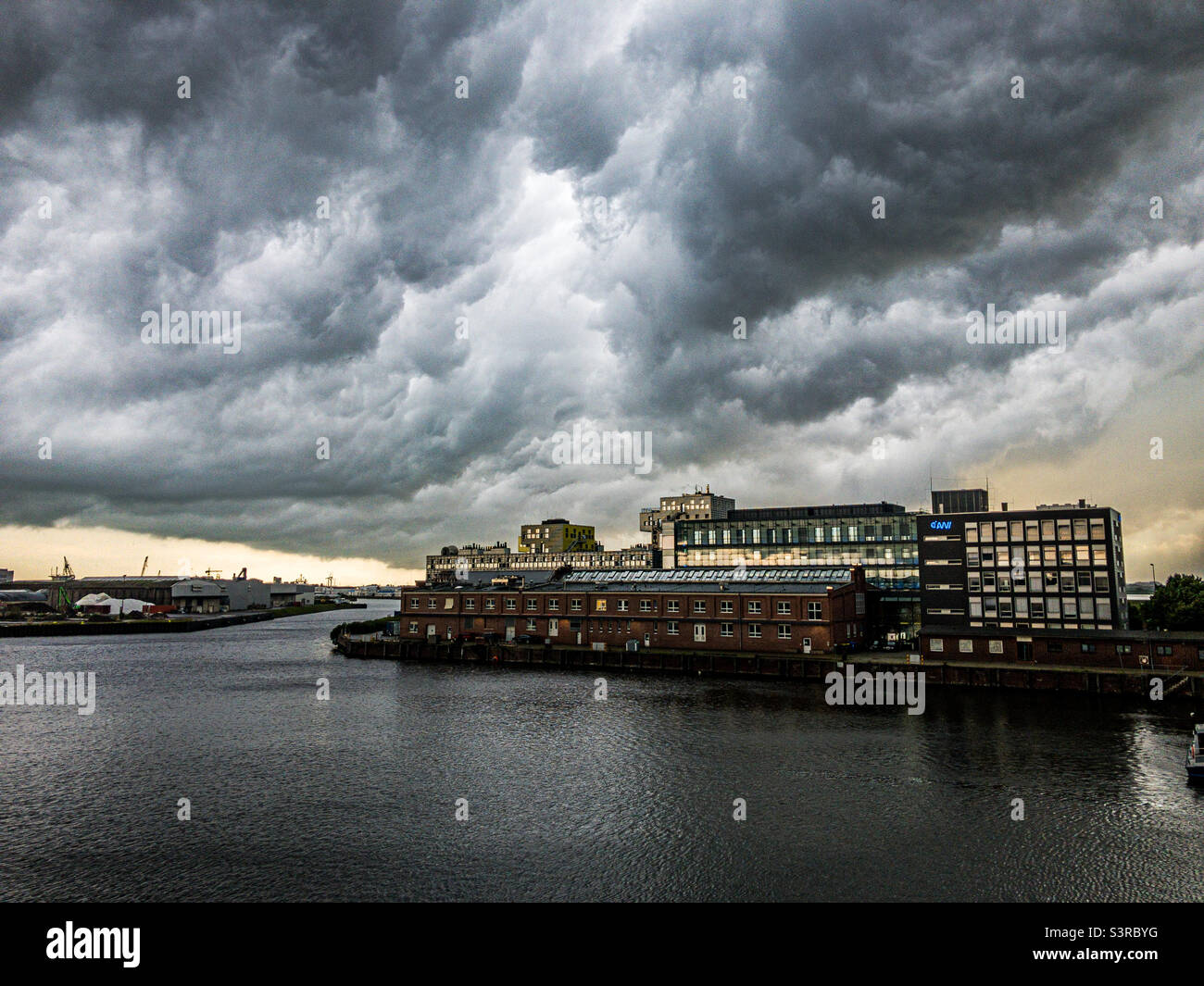 Alfred Wegener Institute in Bremerhaven with a dramatic sky Stock Photo