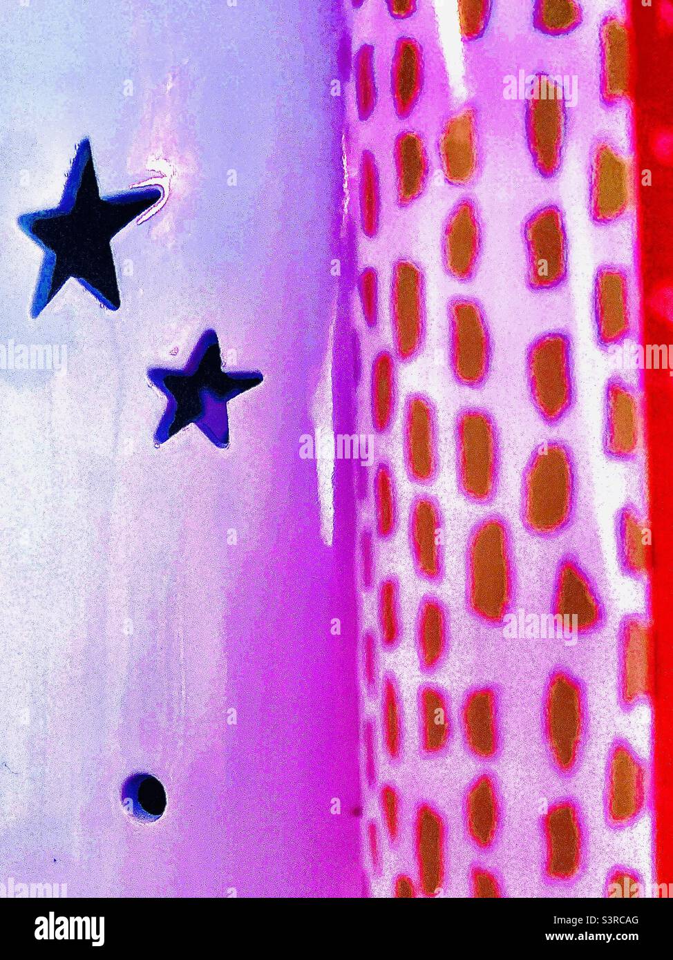 Glossy Lavender Pink Red And White Abstract with Stars and Dots - Smartphone Captured Stock Image