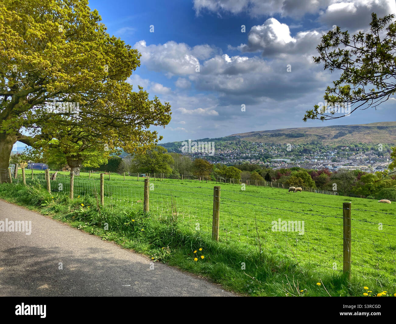 View of Ilkley West Yorkshire from a country lane Stock Photo