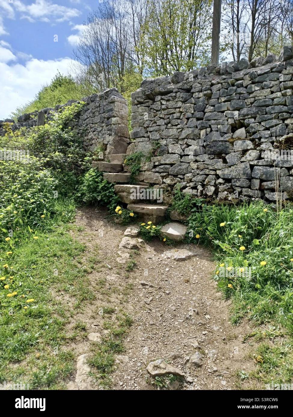 Stone wall and steps - Smartphone Captured Stock Image