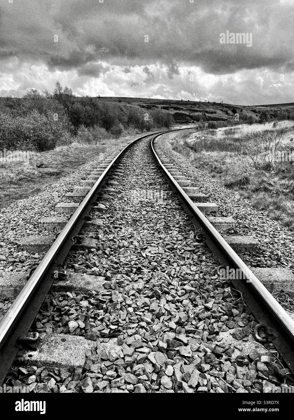Single track railway line Stock Photo