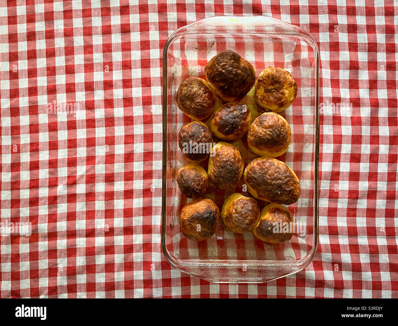 Roasted potatoes ready to eat. Stock Photo