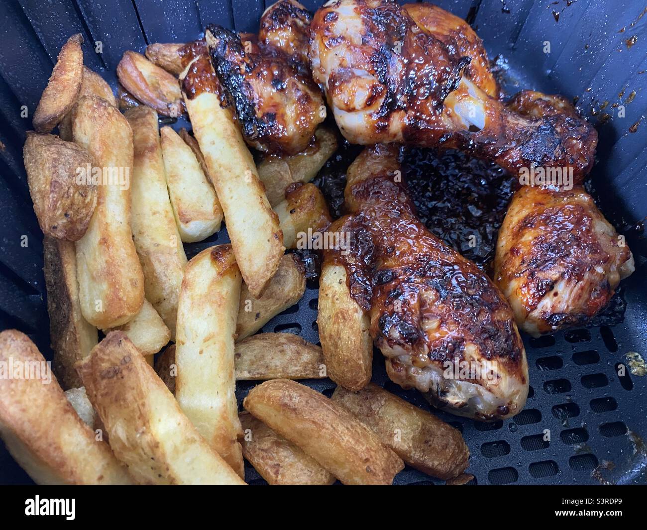Honey Mongolian Chicken and Chunky Chips - Smartphone Captured Stock Image