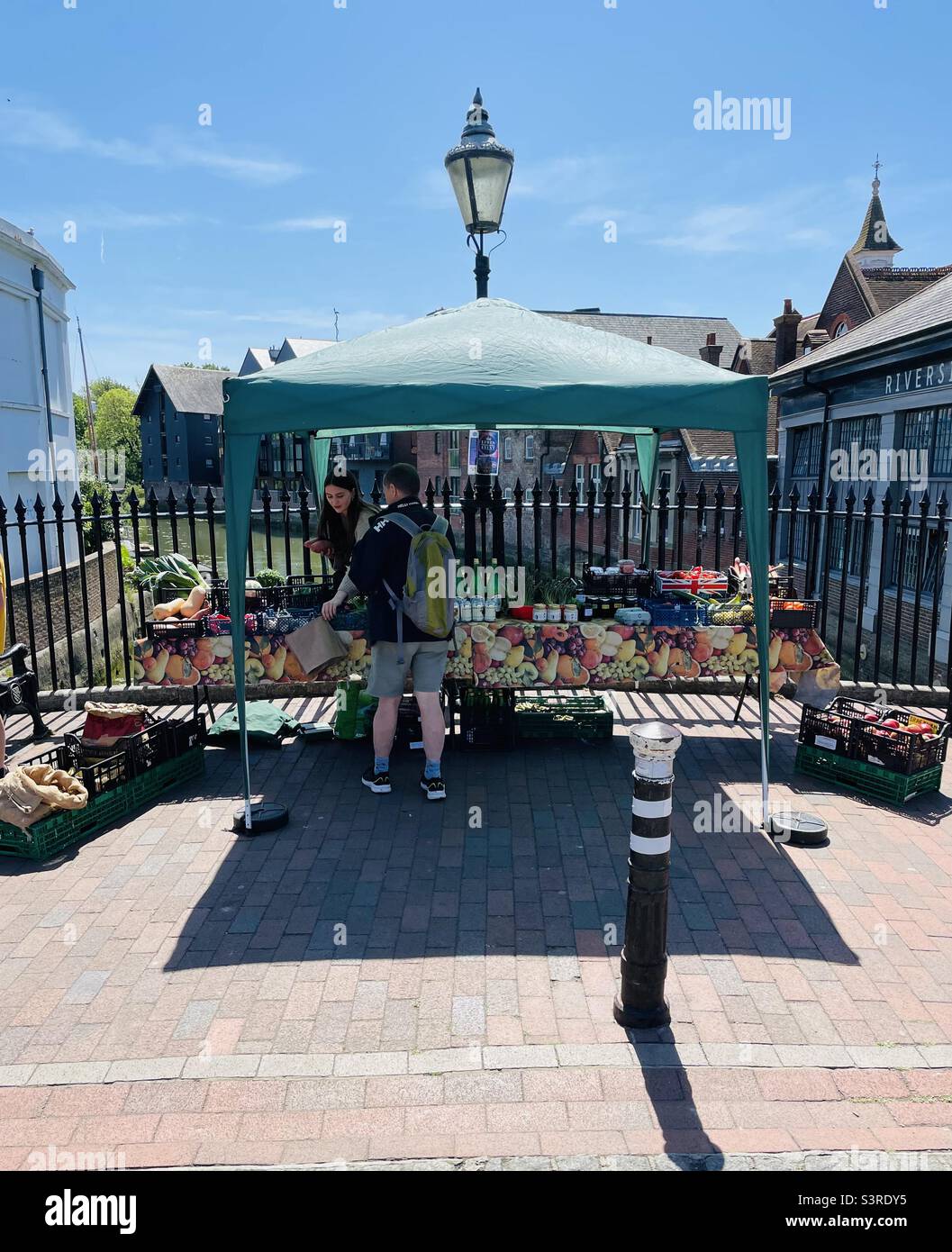 A Lewes East Sussex traditional town market stall - Smartphone Captured Stock Image