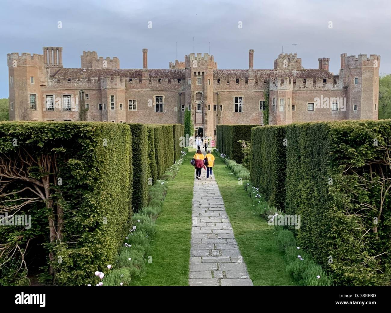 Herstmonceux castle view from garden path Stock Photo Alamy