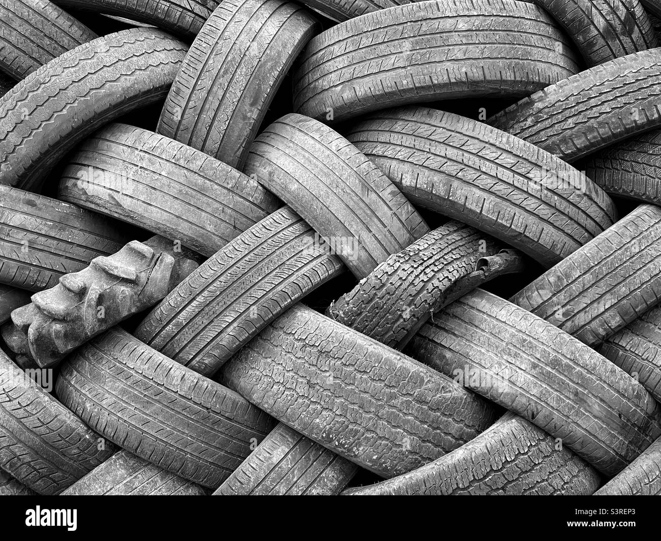 Pile of old tires Stock Photo