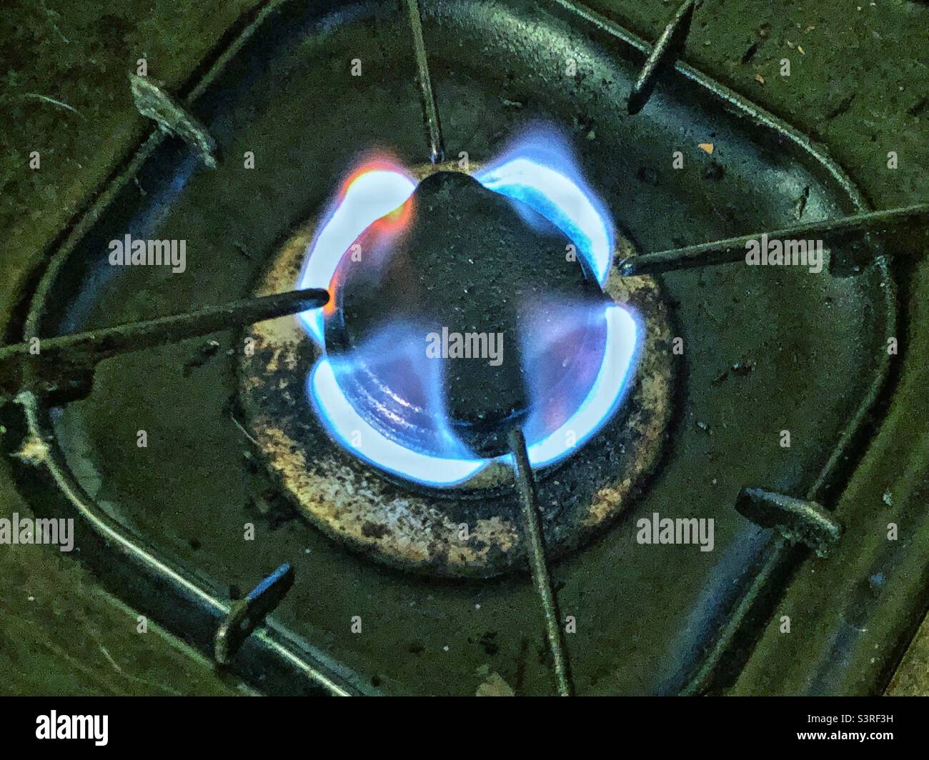 Old stove gas flame close up Stock Photo Alamy