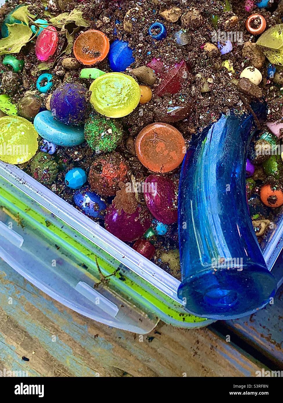 Pretty colorful glass garden stones - Smartphone Captured Stock Image
