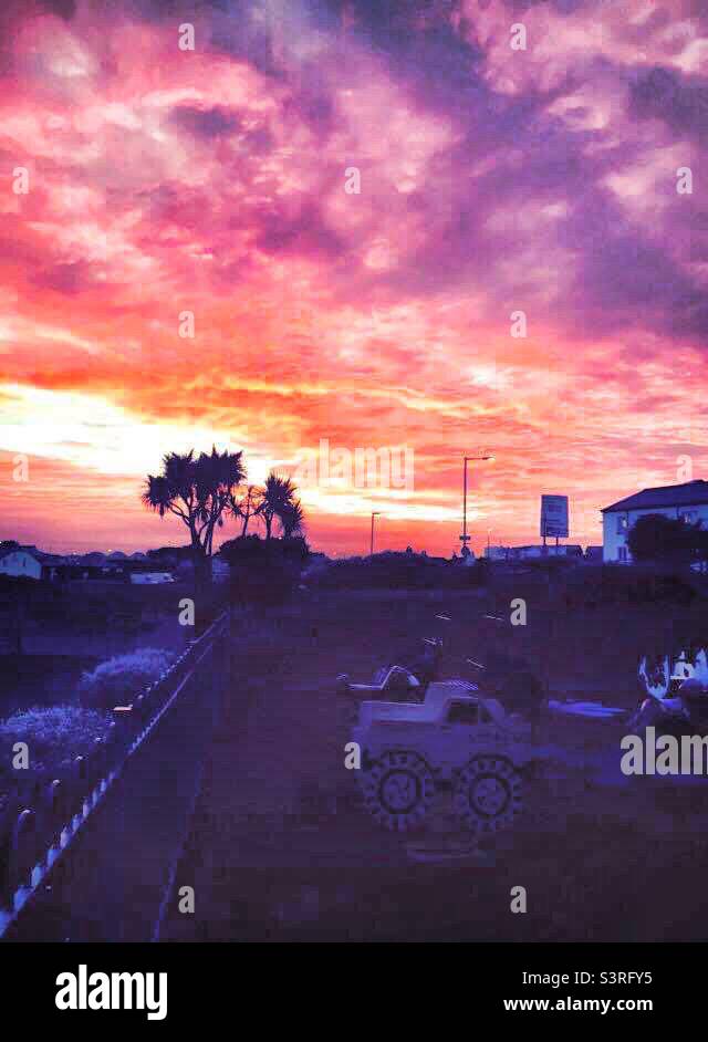 The park in bude at night fall - Smartphone Captured Stock Image