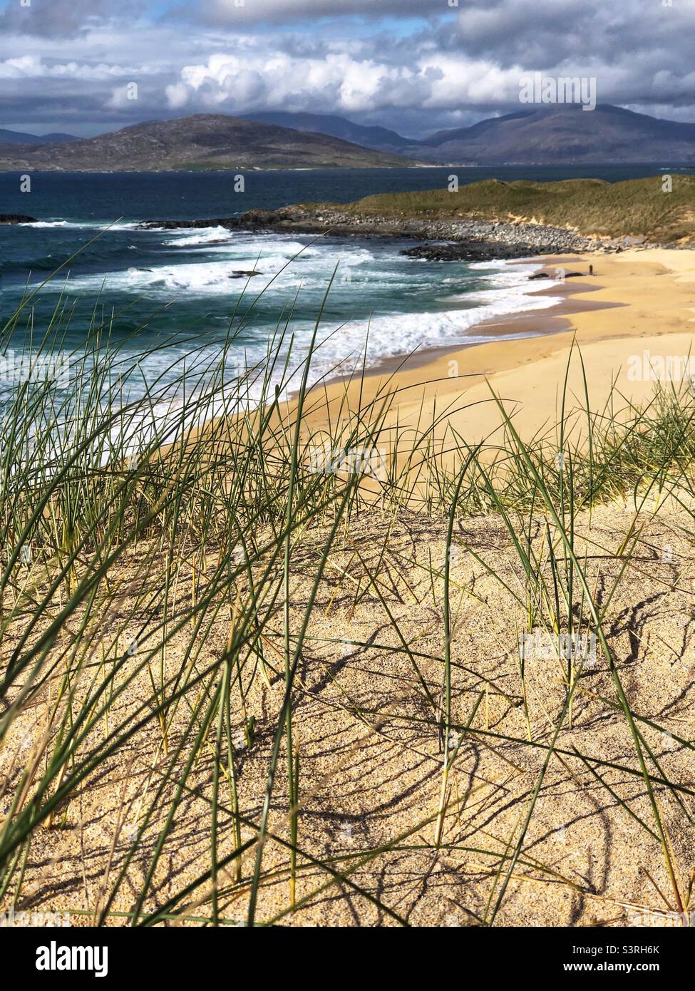 Traigh Mhor at Borve, Sandy beach on the Isle of Harris, Scotland - Smartphone Captured Stock Image