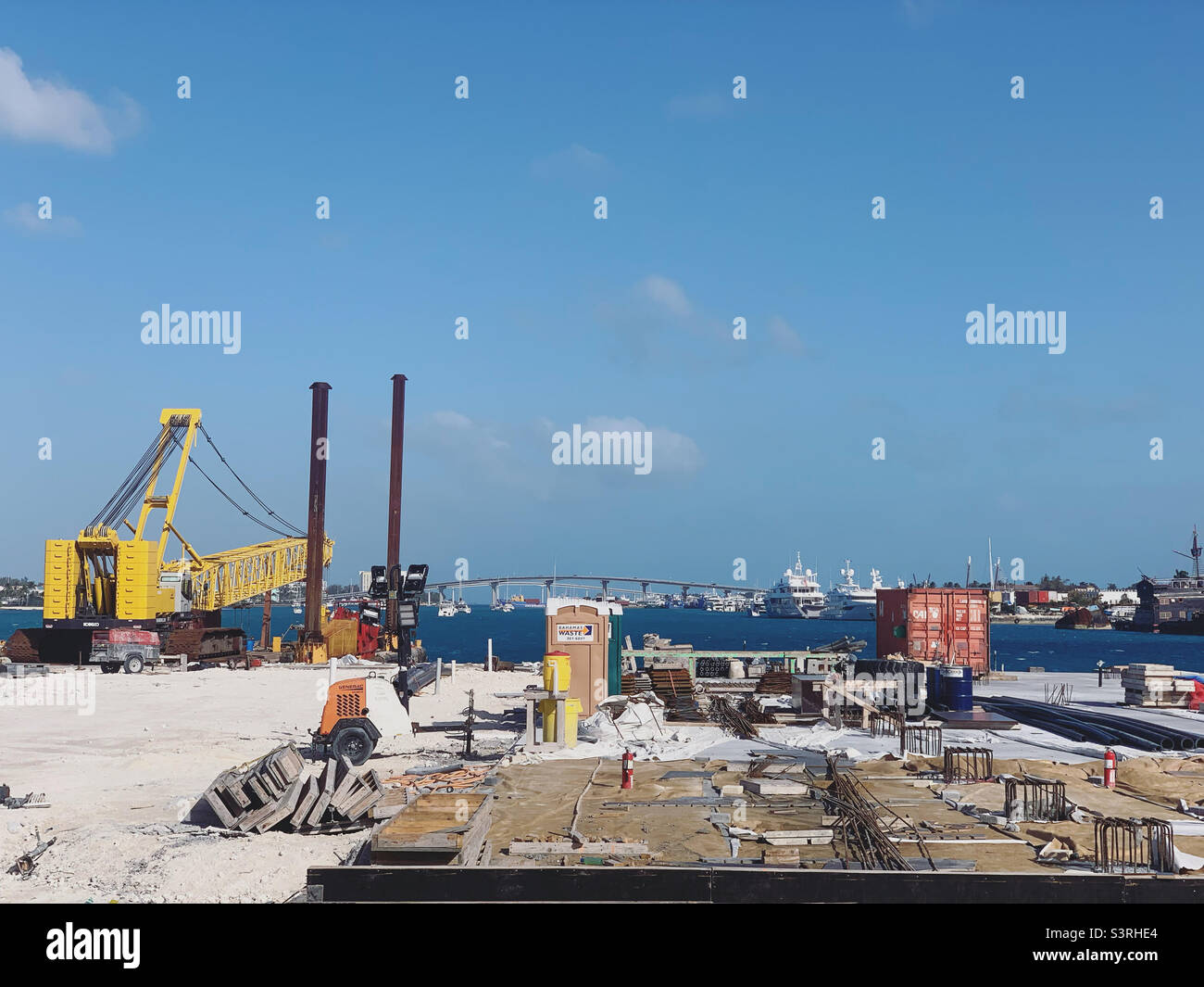 March, 2022, construction on Price George Wharf, Nassau, Bahamas Stock Photo