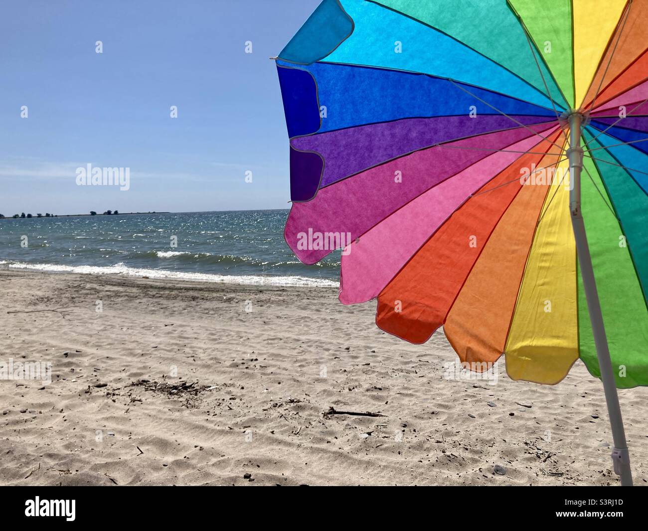 Amazing Big Sandy Bay Beach on Wolfe Island. - Smartphone Captured Stock Image