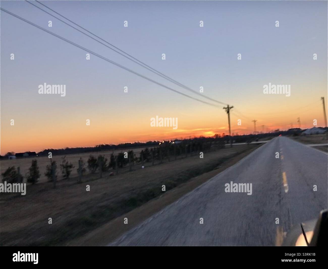 Beautiful sunset on the east coast in Darlington, SC USA. Simply South Carolina - Smartphone Captured Stock Image