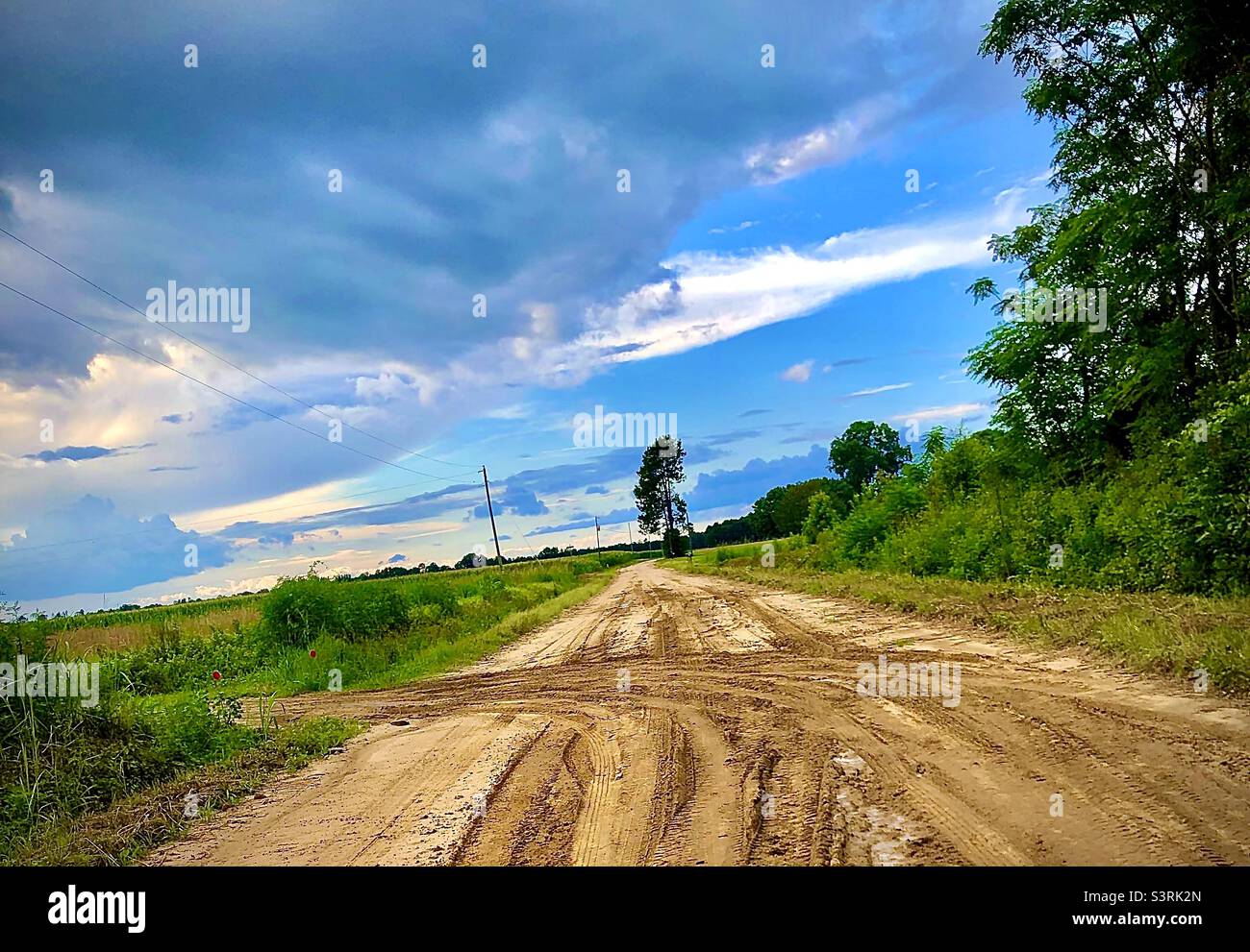 Dirt road leads to a southern dream. Darlington, SC, USA. Simply South Carolina - Smartphone Captured Stock Image