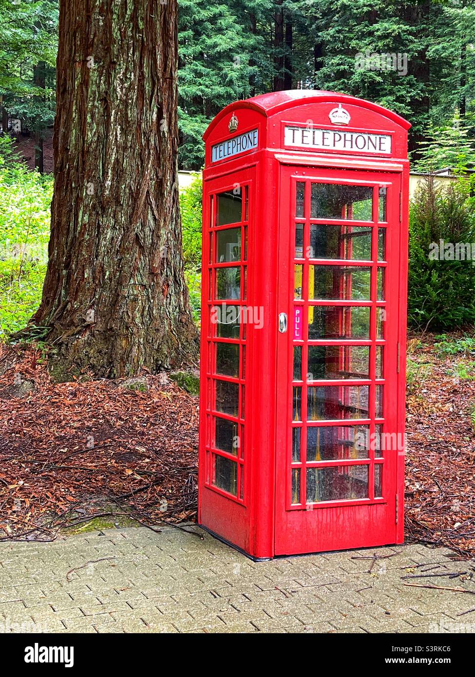 Vintage British red telephone box - Smartphone Captured Stock Image