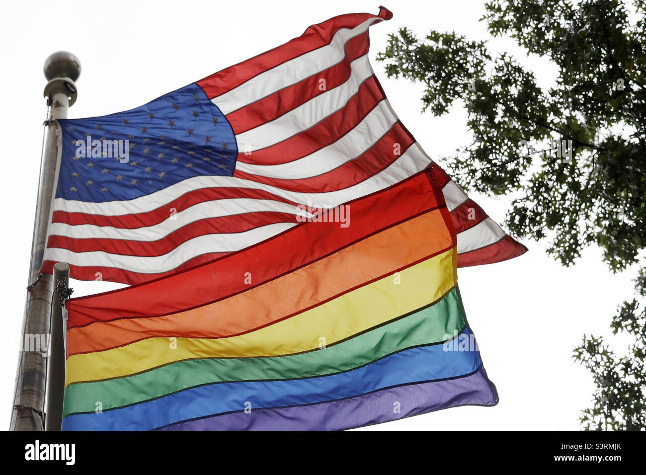 American and pride flags Stock Photo Alamy