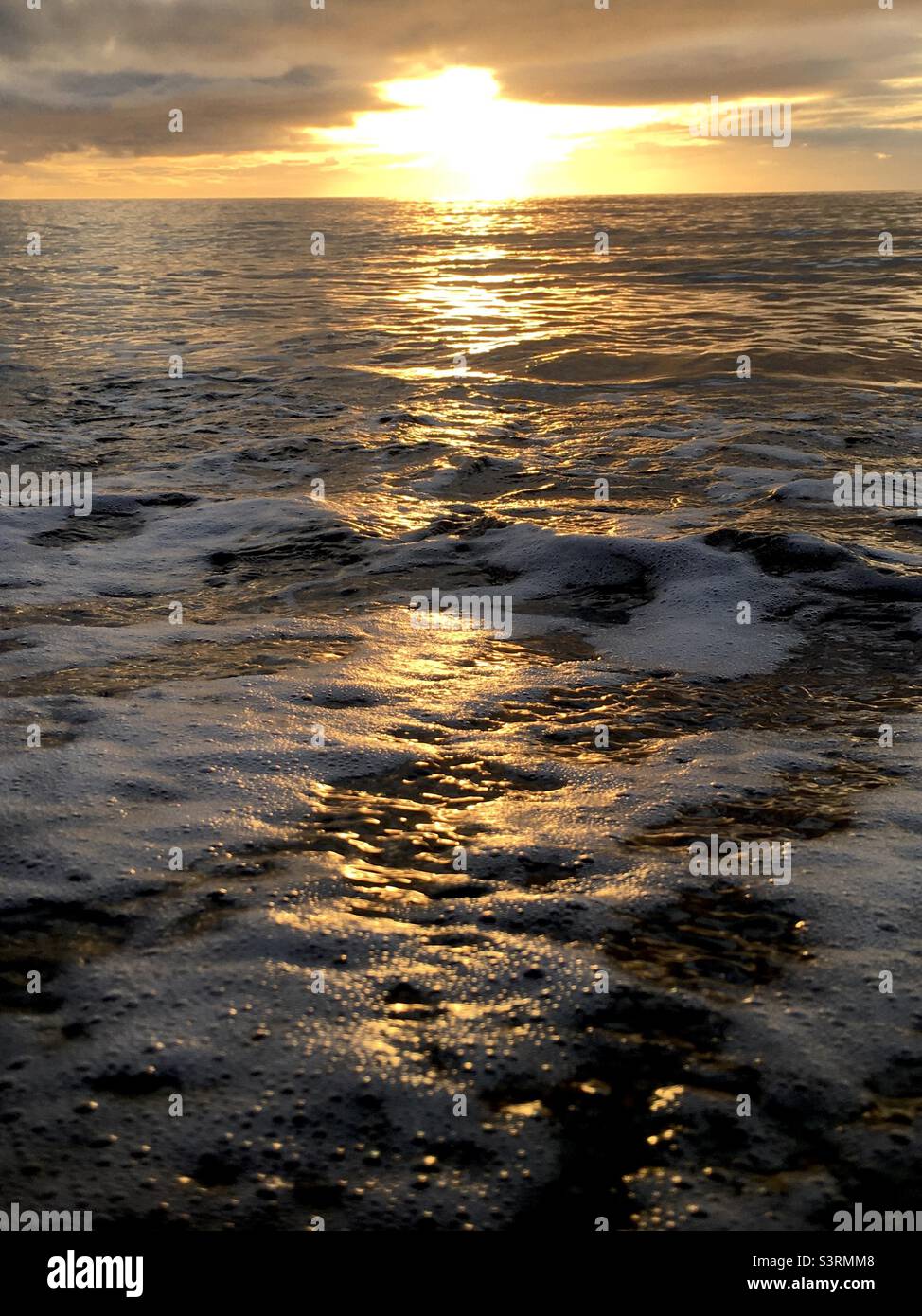 Sunrise, golden, sea, ocean, seascape, light, morning light , sun, gold - Smartphone Captured Stock Image