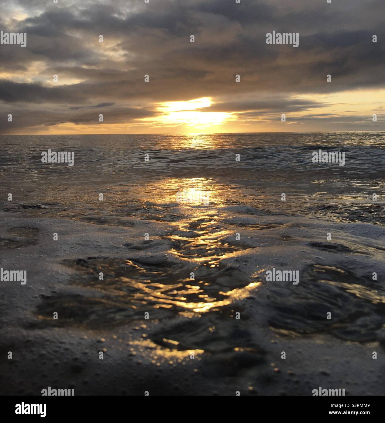 Sunrise, golden, sea, ocean, seascape, light, morning light , sun, gold - Smartphone Captured Stock Image