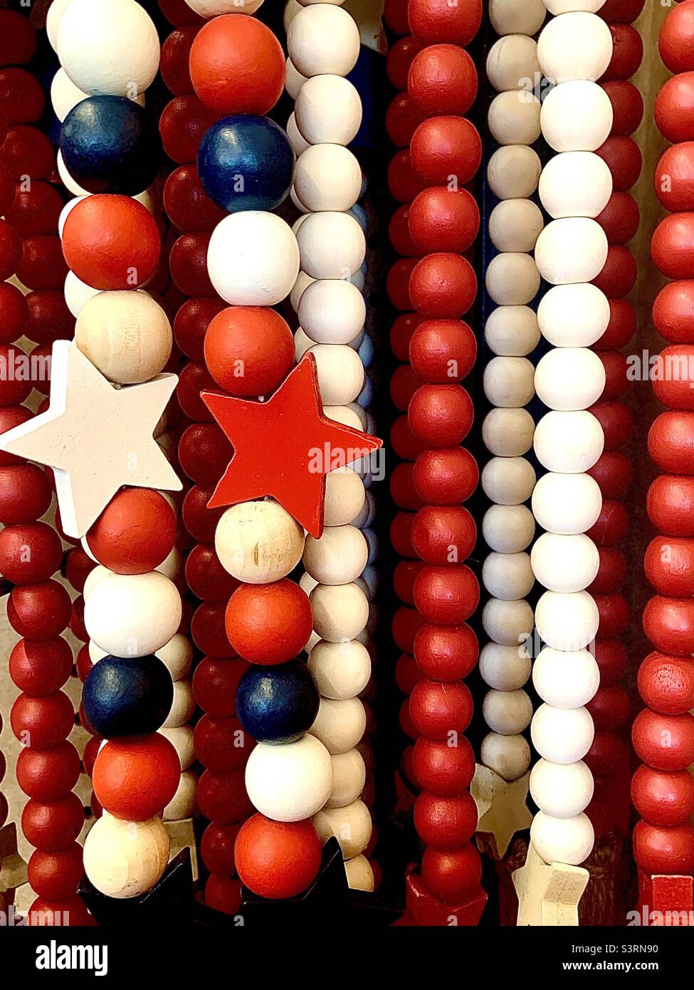 Many rows of colorful Fourth of July beads Stock Photo Alamy