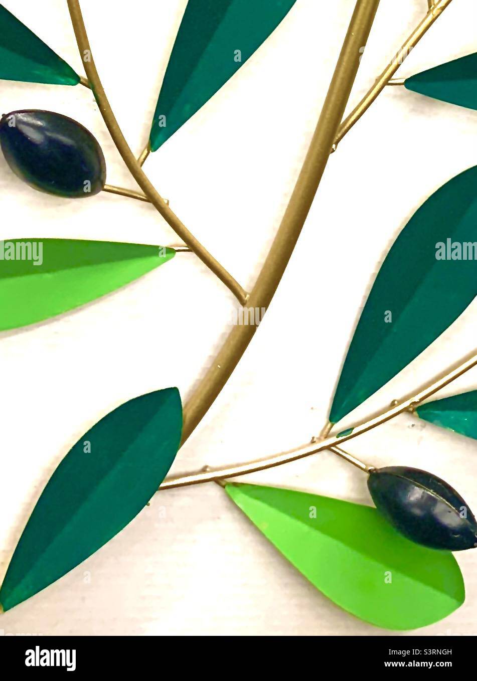 Clean, simple, colorful green paper leaves on white background - Smartphone Captured Stock Image