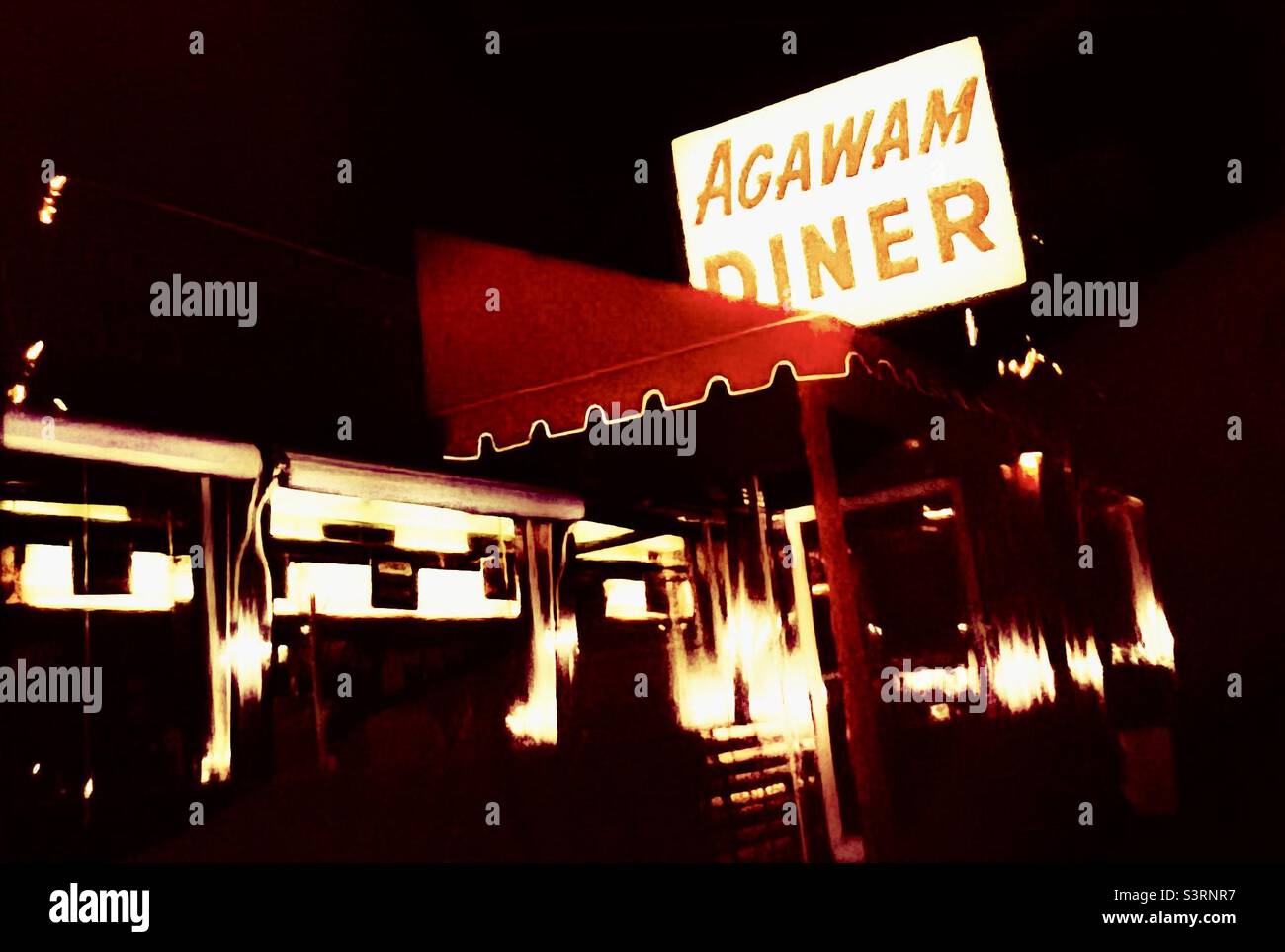 Vintage Diner Restaurant Massachusetts New England vignette glow Stock Photo