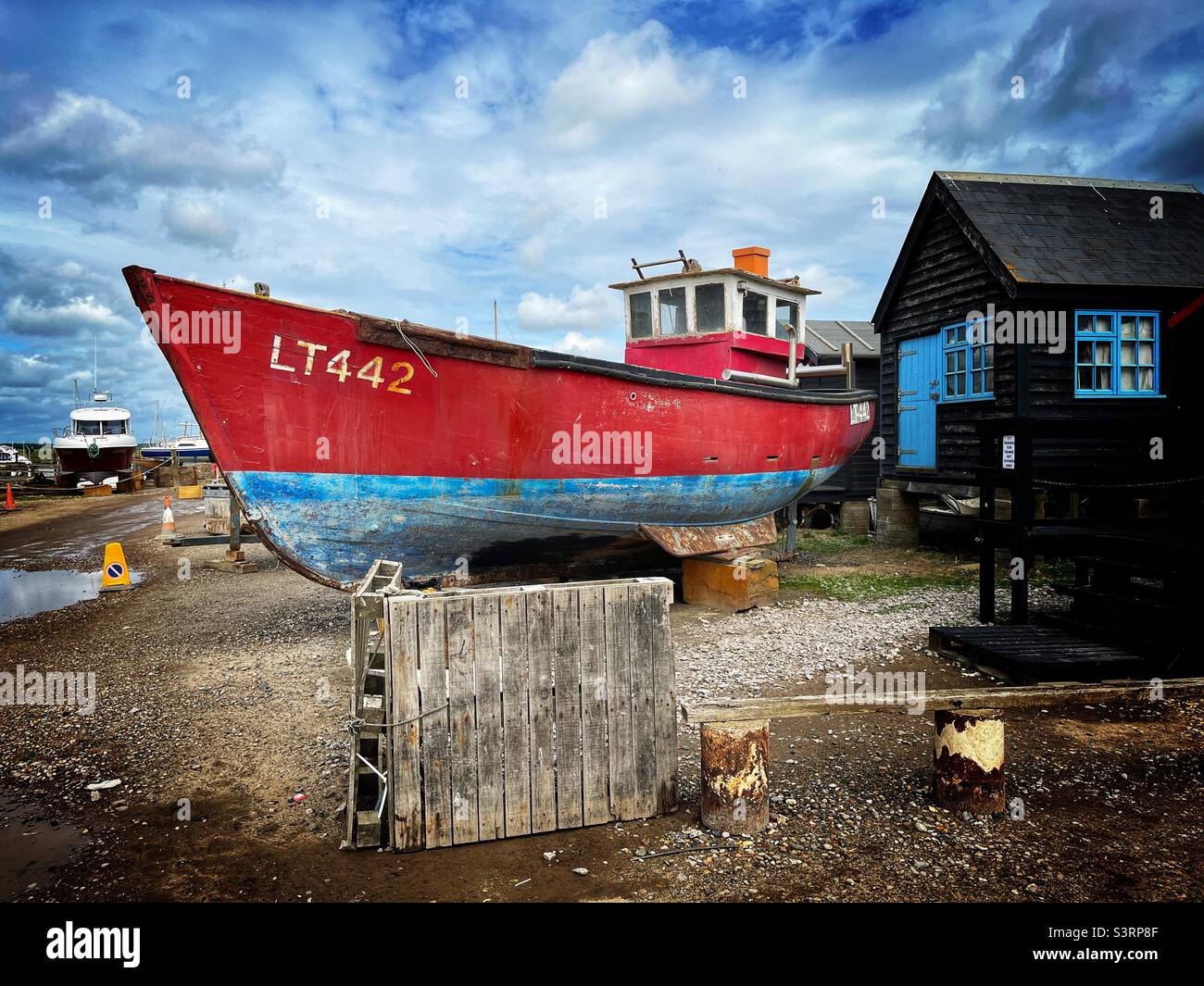 Fishing boat at Southwold boatyard, Suffolk, UK. - Smartphone Captured Stock Image