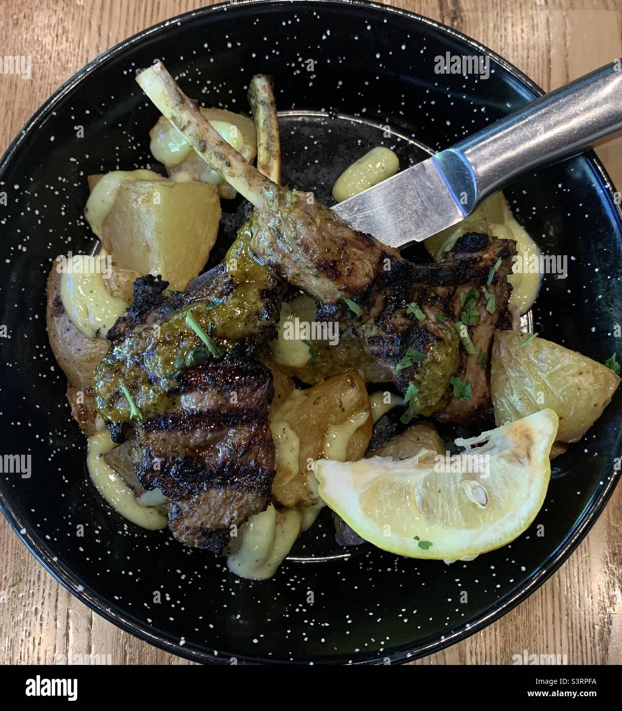 Lamb chops with potatoes Stock Photo Alamy